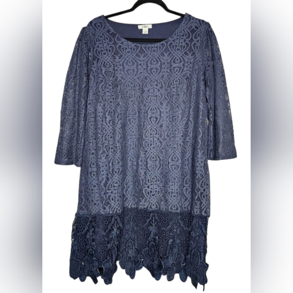 CATO Overlay Lace, 3/4 sleeve, over knee Dress.